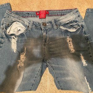 Preloved Red Rivet denim capris